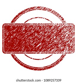 Round and rectangle frame grunge textured template. Vector draft element with grainy design and corroded texture in red color. Designed for overlay watermarks and rubber seal imitations.