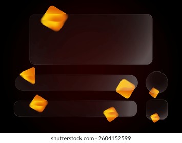 round and rectangle frame layout template modern trendy gradient glass morphism shape vector illustration