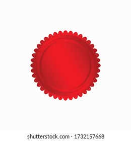 Rundrotes Abzeichen isoliert auf weißem Hintergrund, Siegel rot luxuriösen eleganten Banner con, Vector Illustrationszertifikat rote Folie versiegeln oder Medaille isoliert.