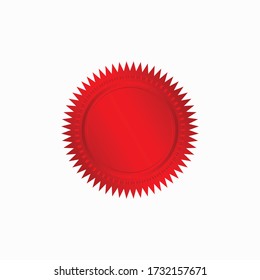Insignia roja redonda aislada en un fondo blanco, sello de sellado rojo lujoso elegante banner con, certificado de ilustración vectorial sellado rojo de aluminio o aislado de medallas.