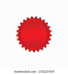 Rundrotes Abzeichen isoliert auf weißem Hintergrund, Siegel rot luxuriösen eleganten Banner con, Vector Illustrationszertifikat rote Folie versiegeln oder Medaille isoliert.