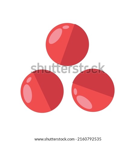 Round red ball, white background. Vector graphic illustration. q021b prints, posters, cards. Red ball, cute