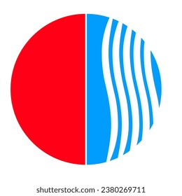 round red blue logo, geometric, red-blue circle with wavy lines