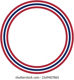 Round red and blue stripes frame. Independence day USA concept. Circle red blue. Vector Illustration.