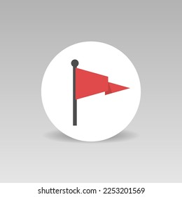 Round Red flag vector icon for web and presentations