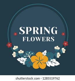 Round red floral badge vector
