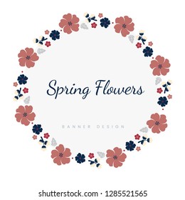 Vector de insignia floral roja redonda
