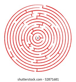 round red maze against white background, abstract vector art illustration