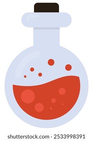 Round red potion icon isolated on white background.