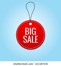 Round Red Price Tag With Big Sale Text