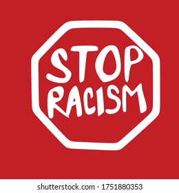 Round red prohibition sign and stop racism sign. The concept of combating racism. Vector stock black icon