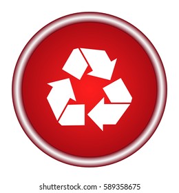 Round red Refresh icon,  Vector illustration