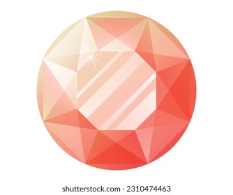 Piedra gemela realista redonda roja brillante. Vector aislado de dibujos animados precioso rubí.