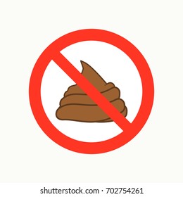 Round red sign prohibiting shit. No shit symbol isolated on white background. Vector illustration.