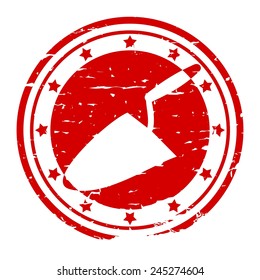 Round red stamp with the emblem trowel - vector
