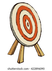 Round red striped set for archer isolated on white background. Freehand graphic color drawn icon sign sketch in doodle retro style. Closeup view with space for text