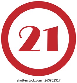 Round red under 21 twenty one  stop sign vector isolated