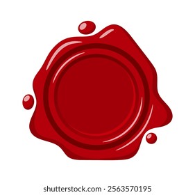 Round red wax seal with blots