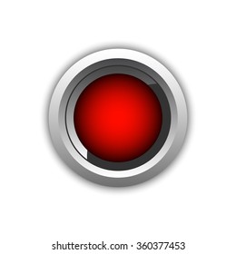 Round red web button. Vector illustration.