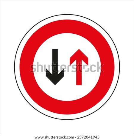Round red and white give way sign indicating priority to oncoming traffic.