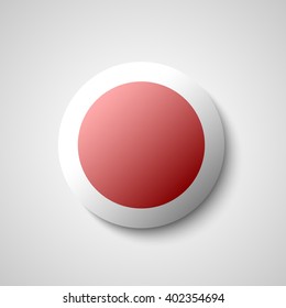 Round red and white web button. Vector illustration.
