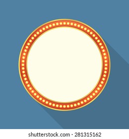 Round retro banner with lights, flat design, vector eps10 illustration