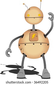 Round retro beat up Robot
