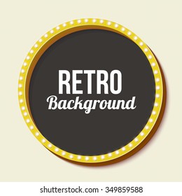 Round retro frame with lights. Yellow 3D surround circle with lamps and a black background for your text message stock. Figure on a light background. Vector illustration