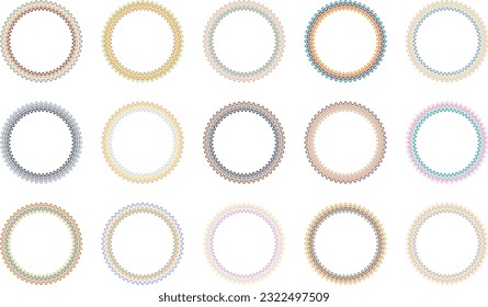 Round retro frames with colorful wavy lines