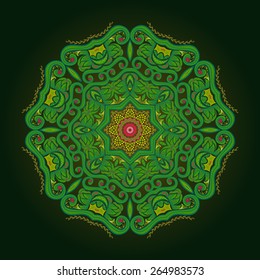Round retro ornament pattern mandala. EPS-8 vector background. Ethnic motif.