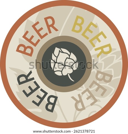 Round retro styled beer mat. 10,7 mm diameter. Drink coaster vector template. Vintage drawing for bar or pub, beer restaurant. Circle coaster for placing a beer mug or beer glass.