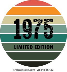 Round Retro Vector Element 70s - 1975 Limited Edition - Label