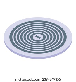 Icono de chip rfid redondo vector isométrico. Antenna inteligente. Sistema de radio de etiquetas