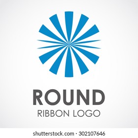 Round ribbon blue abstract vector logo design template art business icon creative company symbol concept