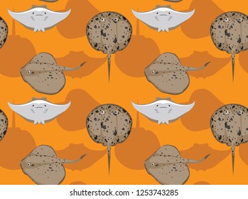 Round Ribbontail Ray Cartoon Background Seamless Wallpaper