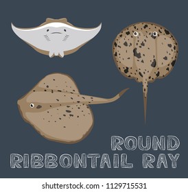 Round Ribbontail Ray Cartoon Vector Illustration