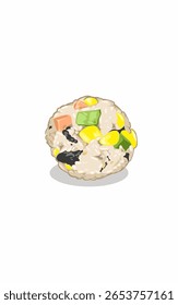 Round rice balls with corn and Japanese cucumber