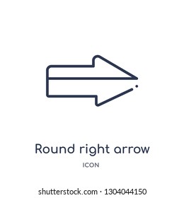round right arrow icon from user interface outline collection. Thin line round right arrow icon isolated on white background.