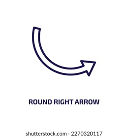 round right arrow icon from user interface collection. Thin linear round right arrow, next, forward outline icon isolated on white background. Line vector round right arrow sign, symbol for web and 