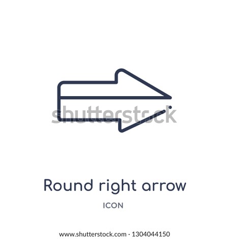 round right arrow icon from user interface outline collection. Thin line round right arrow icon isolated on white background.