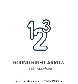 Round right arrow outline vector icon. Thin line black round right arrow icon, flat vector simple element illustration from editable user interface concept isolated stroke on white background