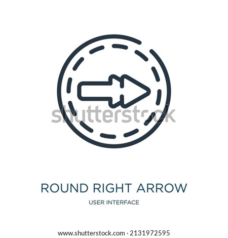 round right arrow thin line icon. arrow, circle linear icons from user interface concept isolated outline sign. Vector illustration symbol element for web design and apps.