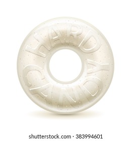 Round ring  cream white hard candy realistic vector  illustration.