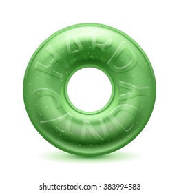 Round Ring Green Hard Candy Realistic Vector  Illustration.