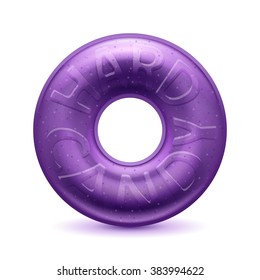 Round Ring Purple Hard Candy Realistic Vector  Illustration.