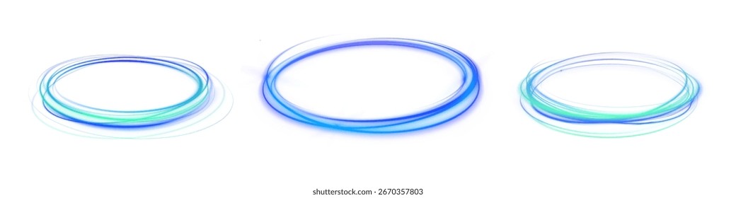 Round ring spins with sparkling flare and glowing swirl while neon elements flow in abstract vector design with dynamic energy