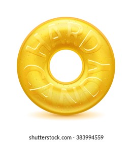 Round Ring Yellow Hard Candy Realistic Vector  Illustration.