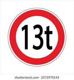 Round road sign indicating a weight limit for passing vehicles.