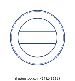 Round road sign. Vector. White icon on blue background. Isolated. Bright colored simple icon illustration. Graphic design elements for stamps