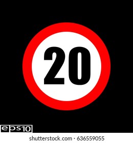 Round road speed limiter 20 sign - vector illustration